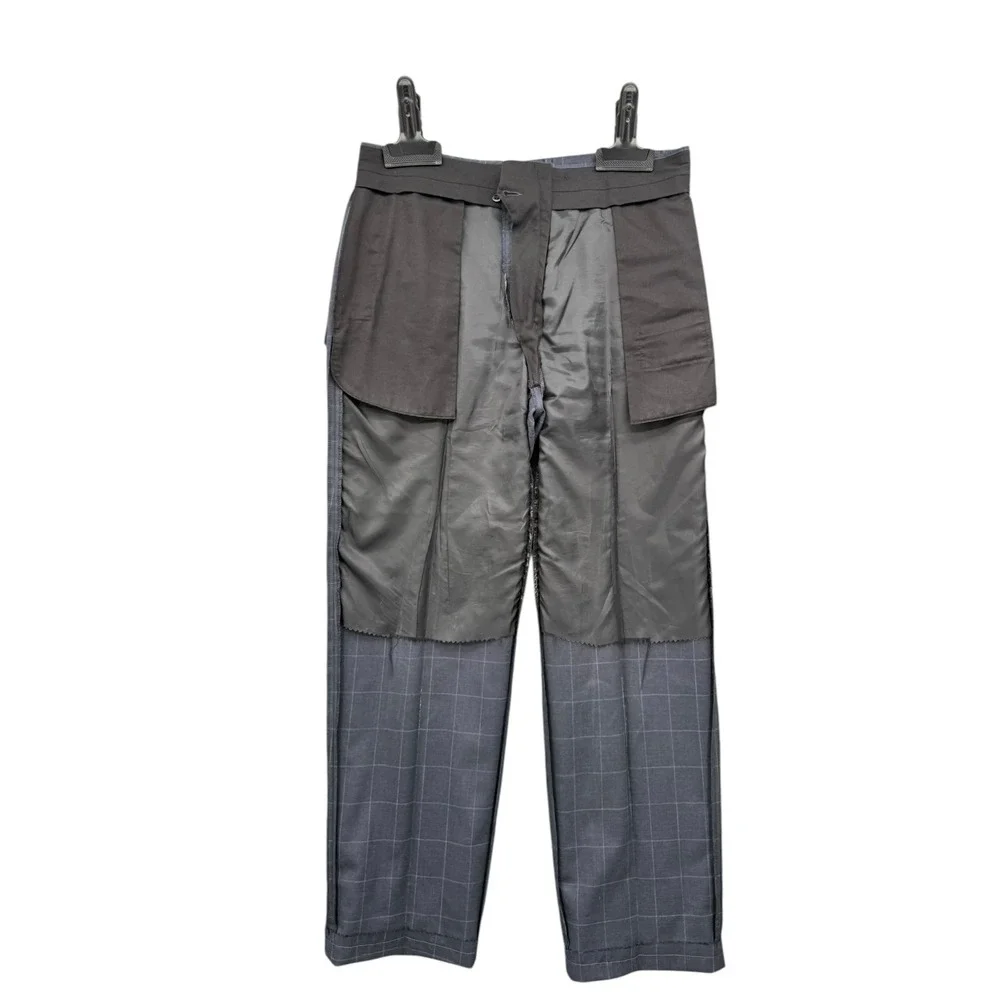 Jos A Bank Gordon Suit 42R Gray Windowpane Wool 2 Piece Mens Dress Suit Pants 34